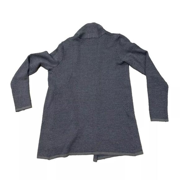 CYNTHIA ROWLEY Cardigan Merino Wool Blend Women S Brown Chevron Black Knit S - Picture 2 of 15